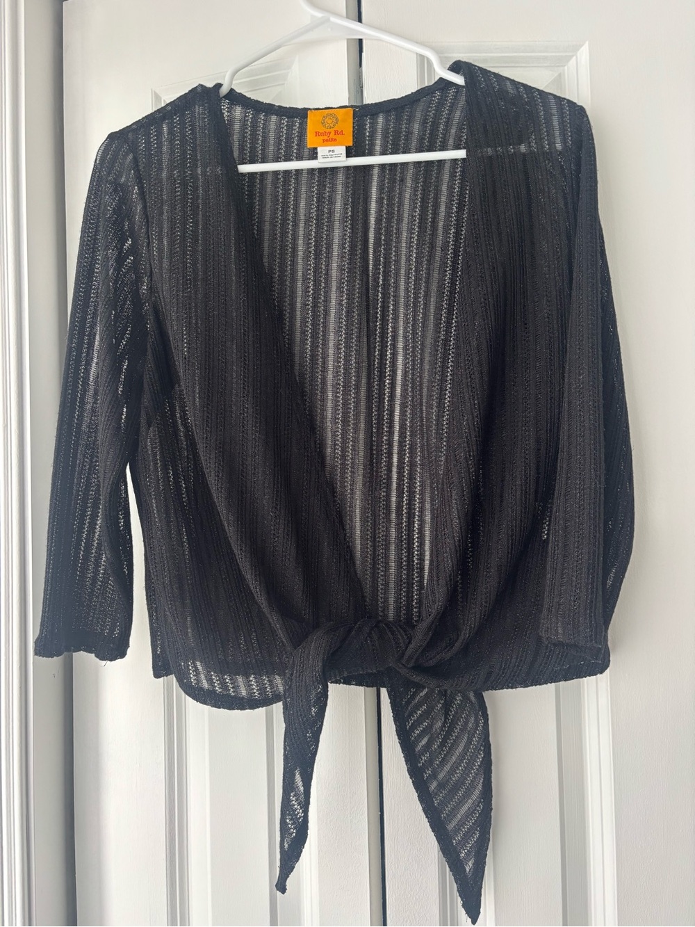 Black Sheer Tie-Front Women's Top